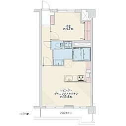 大山ローヤルコーポ 1LDKの間取図画像