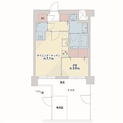 スタジオデン千川 1DKの間取り