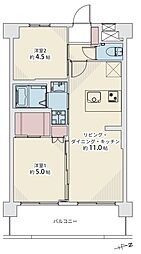 キャニオンマンション東山 2LDKの間取図画像
