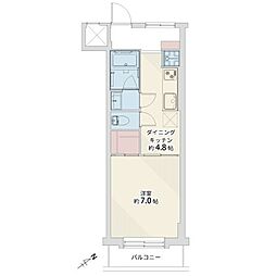 セブンスターマンション西五反田 1DKの間取図画像
