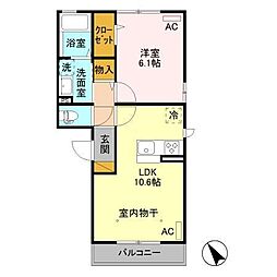 ピノン 1LDKの間取図画像