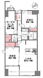 イトーピア長堀橋シェルクレール 3LDKの間取図画像
