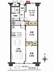 シャトー三愛 3LDKの間取図画像