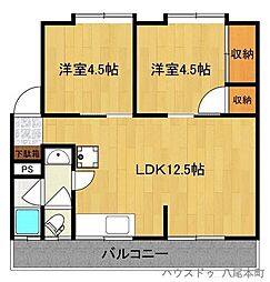 サンケイマンション2棟 2LDKの間取図画像