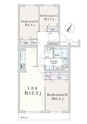 藤和東林間コープ 3LDKの間取図画像