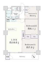 平塚シーサイドハイム 3LDKの間取図画像