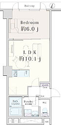 東海町田マンション 1LDKの間取図画像