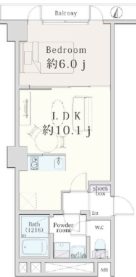 無駄のないコンパクトな1LDK