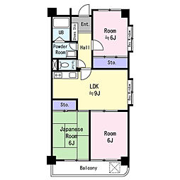 ドミール羽村 　401号室 3LDKの間取り