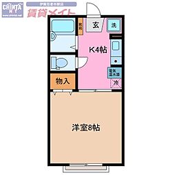 グランディール友生 1Kの間取図画像