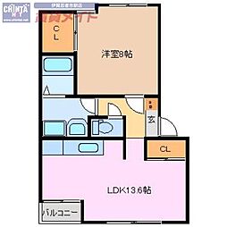 スレイプニール 1LDKの間取図画像