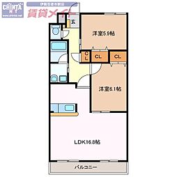 メゾンファミーユ 2LDKの間取図画像