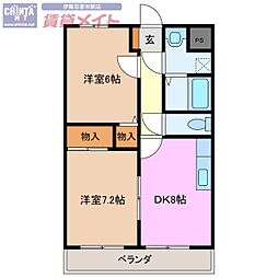 フラット立石A 2DKの間取図画像