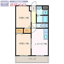 フラット立石C 2LDKの間取図画像