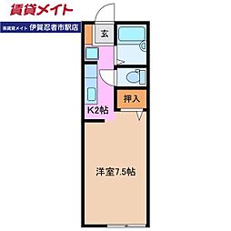 コーポヴィヴレ 1Kの間取図画像