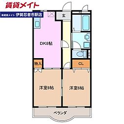 カサグランデ 2DKの間取図画像