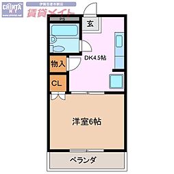 アーバンライフ柘植 1DKの間取図画像