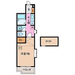 ハイムサザンウィンドウ 1階1Kの間取り