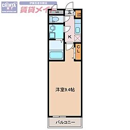 アルページュ伊賀 3階1Kの間取り