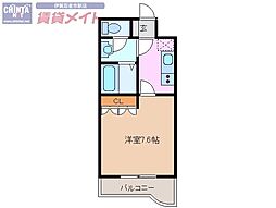 ローズパレス　シャマル 2階1Kの間取り