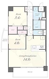 グランコート高槻 2階2LDKの間取り