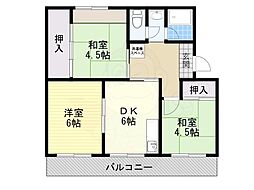 メゾン東茨木 3DKの間取図画像