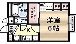 レオパレスアクト 1Kの間取図画像