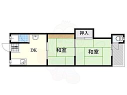 竹島マンション 2DKの間取図画像