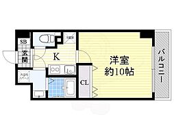 ヴィル・ド・レーブ 1Kの間取図画像