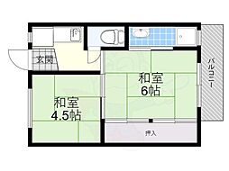 ビレッジハウス高田2号棟 1DKの間取図画像