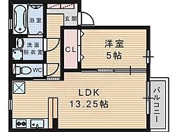 ボナール・シマ 1LDKの間取図画像