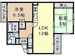サニーパーク松川 2LDKの間取図画像