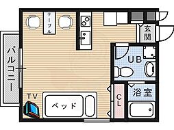 レオパレス別所新町LA1 ワンルームの間取図画像