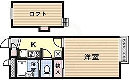 レオパレスKHM 1Kの間取図画像