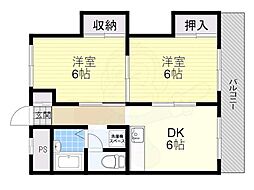 ステイションコーポ茨木 2DKの間取図画像