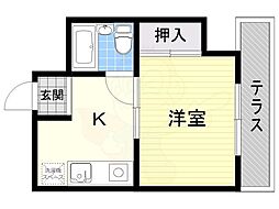 春日薩摩マンション 1Kの間取図画像