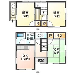 JR予讃線 宇和島駅 3.2kmの賃貸一戸建て 3DKの間取り