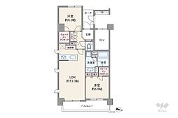 オープンレジデンシア神楽坂若宮町ヒルズ 2LDKの間取図画像