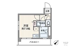 新宿ローヤルコーポ ワンルームの間取図画像