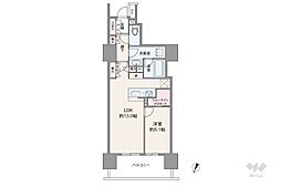 ザ・パークハウス市ヶ谷 1LDKの間取図画像