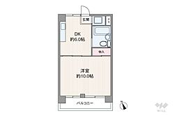 杉並東洋マンション 1DKの間取図画像