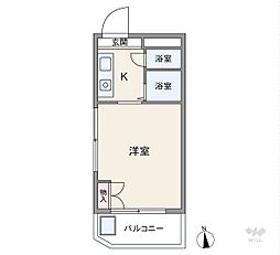 メゾン・ド・カシュネ ワンルームの間取図画像