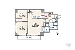 新中野マンション 2LDKの間取図画像