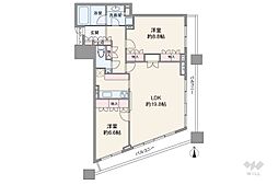 コンシェリア西新宿タワーズウエスト 2LDKの間取図画像