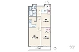 富久クロスコンフォートタワー 2LDKの間取図画像