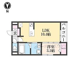 (仮称)天理新築アパート 1LDKの間取図画像