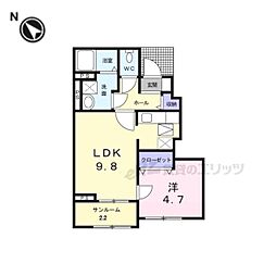 ボヌール2 1LDKの間取図画像