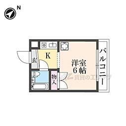 JR桜井線 京終駅 徒歩20分の賃貸マンション 4階1Kの間取り