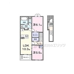 La Casa Mia Uno 2LDKの間取図画像