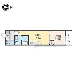 大和郡山市東岡町アパート 1LDKの間取図画像